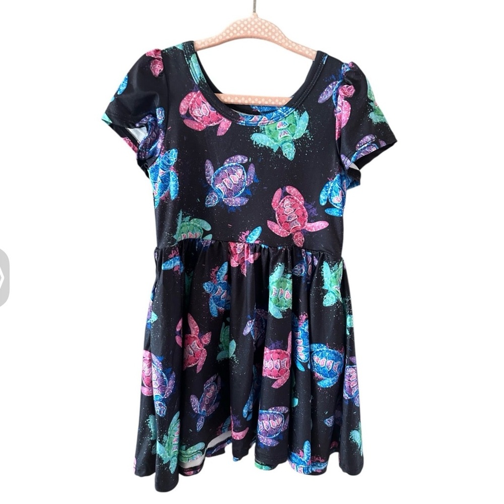 Twirl Dress Short Sleeve Colorful Sea Turtles, Soft, Easy Care, Size 2T